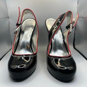 Jessica Simpson Patent Platform Heels W/Red Trim--Women's 9.5
